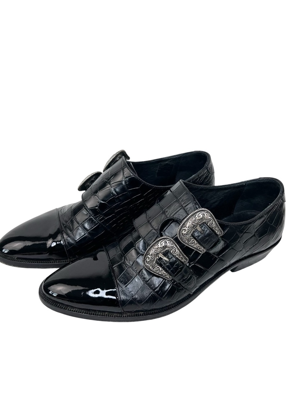 THE KOOPLES Croc Embossed Leather Derby Shoes Western Gothic Menswear EU 37 US 7